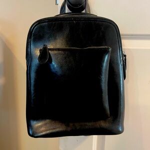 Black leather convertible backpack